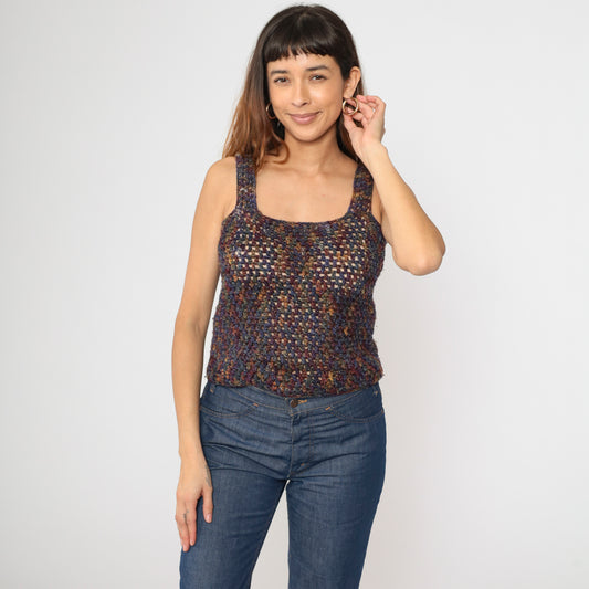 Sheer Crochet Space Dye Tank Top S