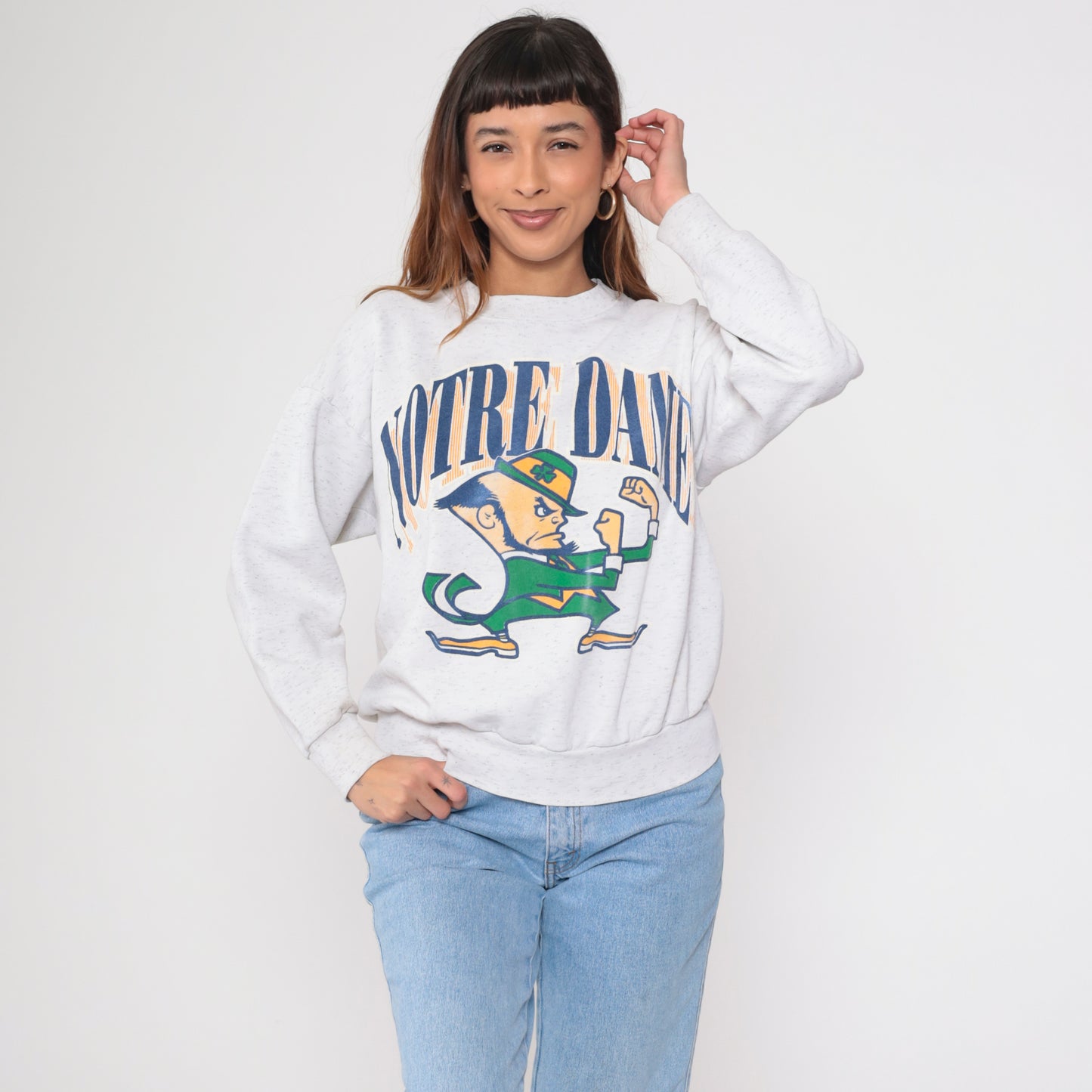 90s Grey Notre Dame Fighting Irish Sweatshirt L