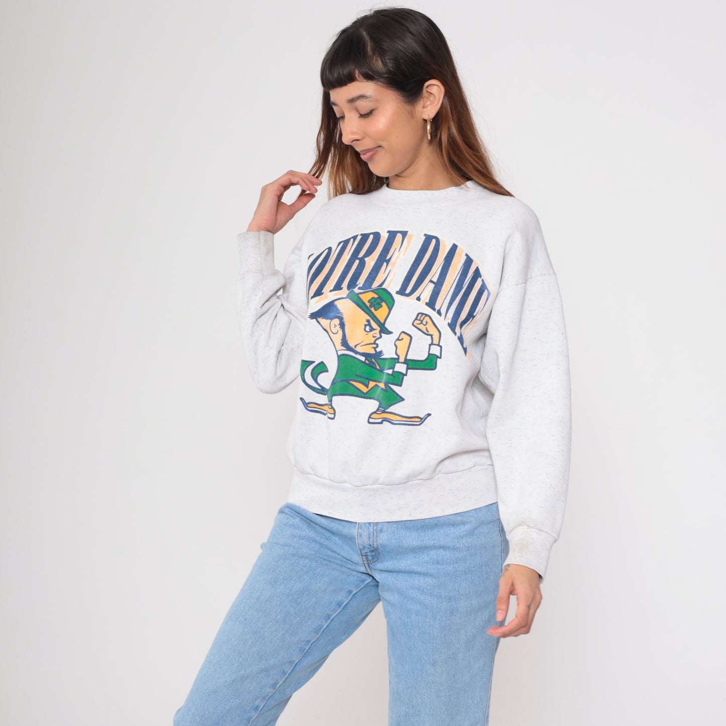 90s Grey Notre Dame Fighting Irish Sweatshirt L