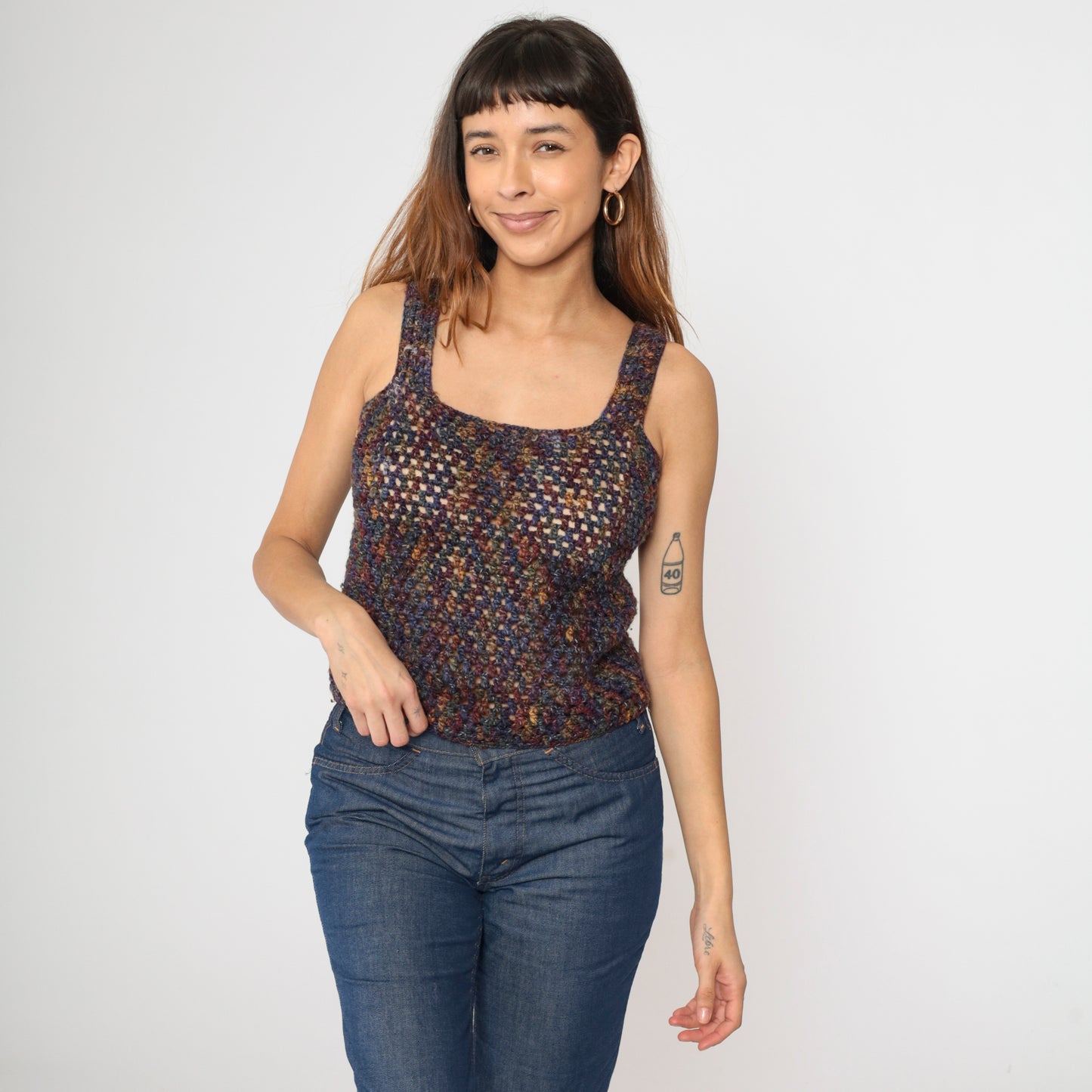 Sheer Crochet Space Dye Tank Top S