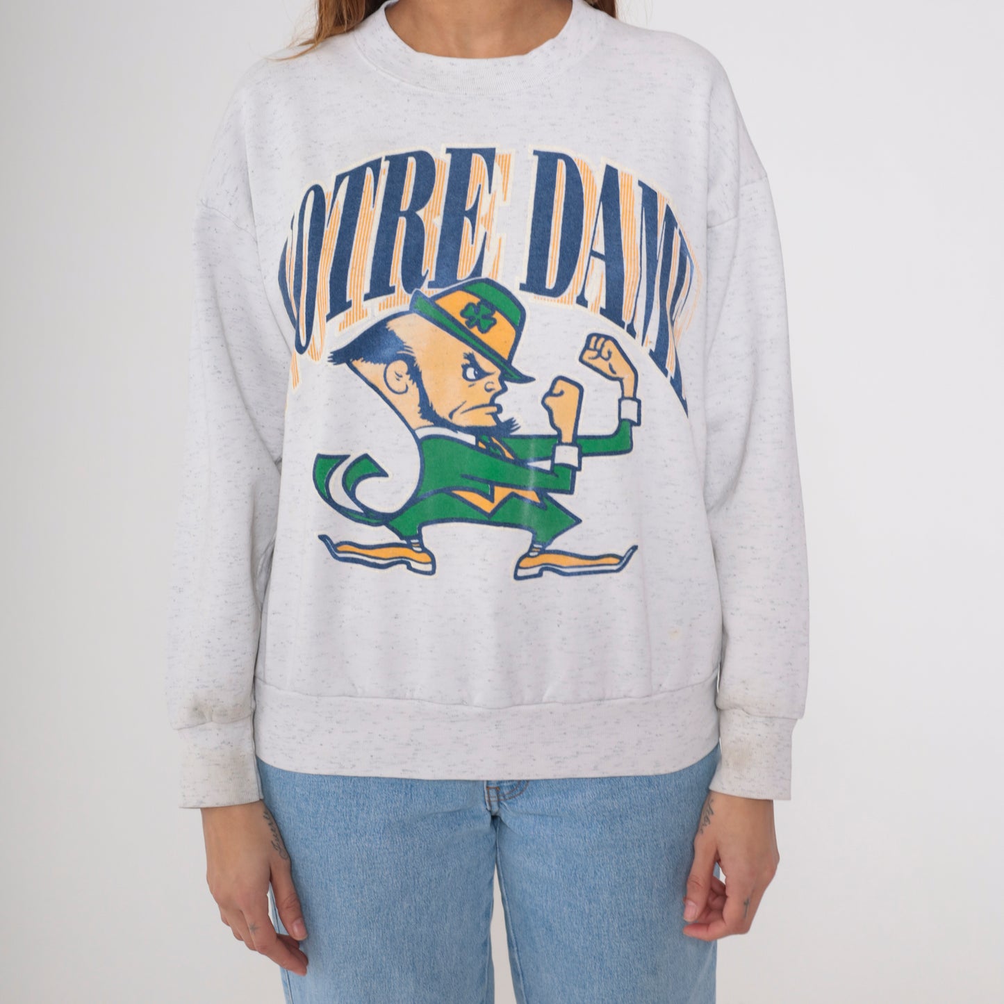90s Grey Notre Dame Fighting Irish Sweatshirt L