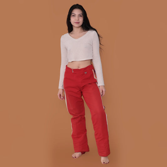 70s Red with White Stripe Ski Pants