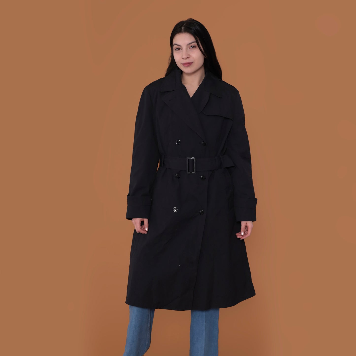 90s Black Trench Coat