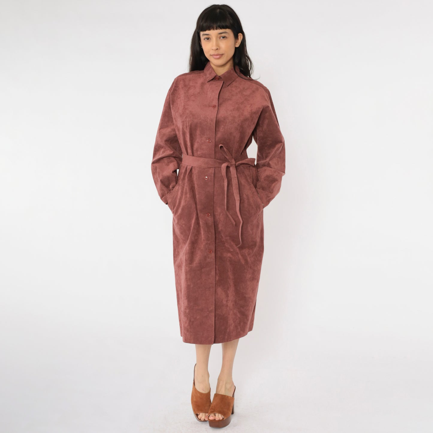 Vintage 70s Halston Ultrasuede Trench Jacket Large L