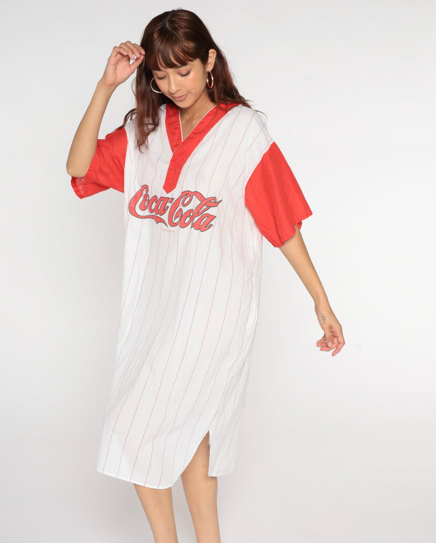 Vintage 80s Coca Cola Striped T-Shirt Dress XL