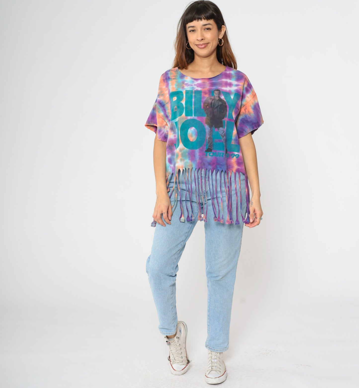 Vintage Billy Joel Tour '99 Tie-Dye Fringe T-Shirt Large