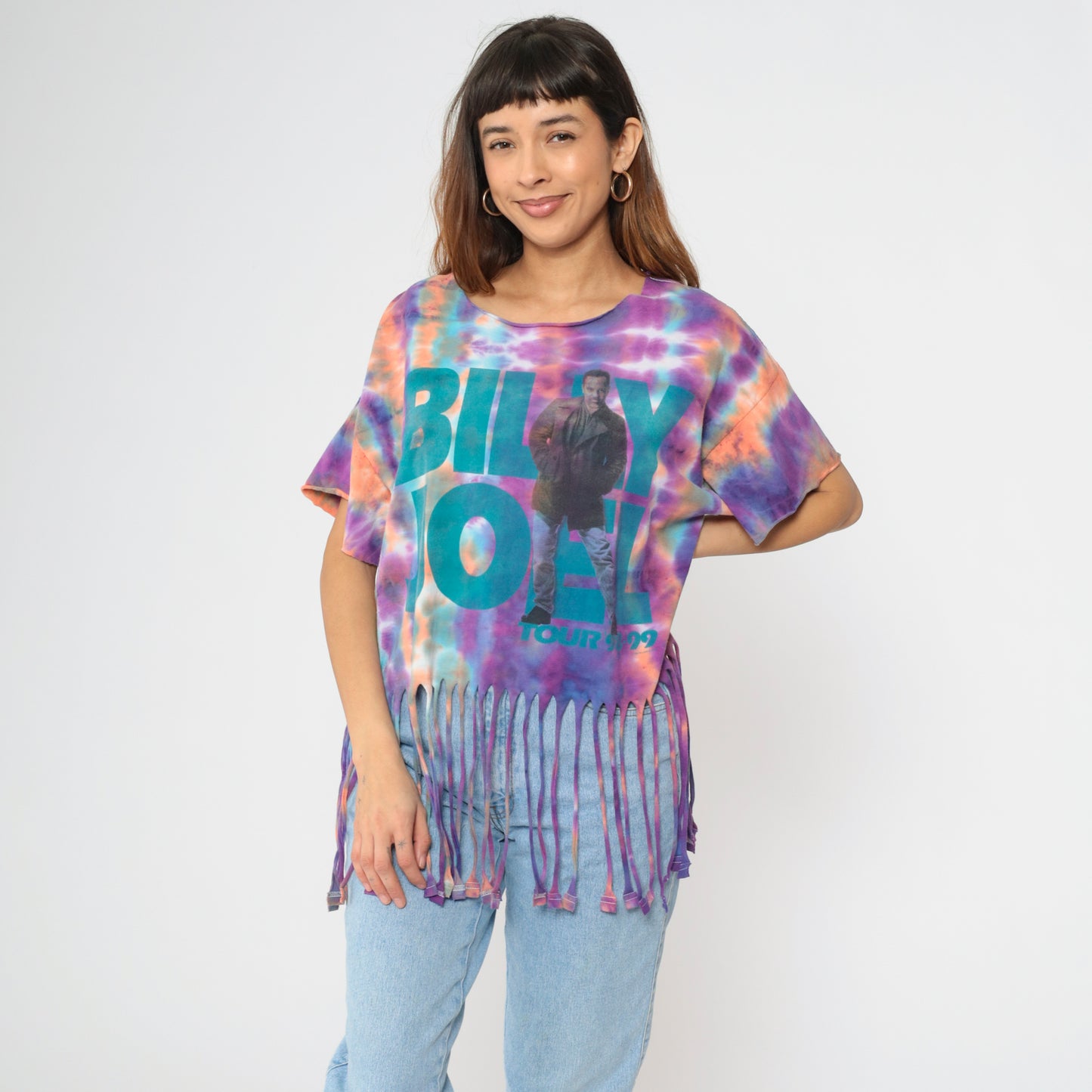 Vintage Billy Joel Tour '99 Tie-Dye Fringe T-Shirt Large
