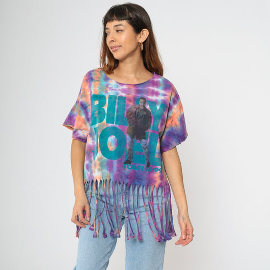 Vintage Billy Joel Tour '99 Tie-Dye Fringe T-Shirt Large