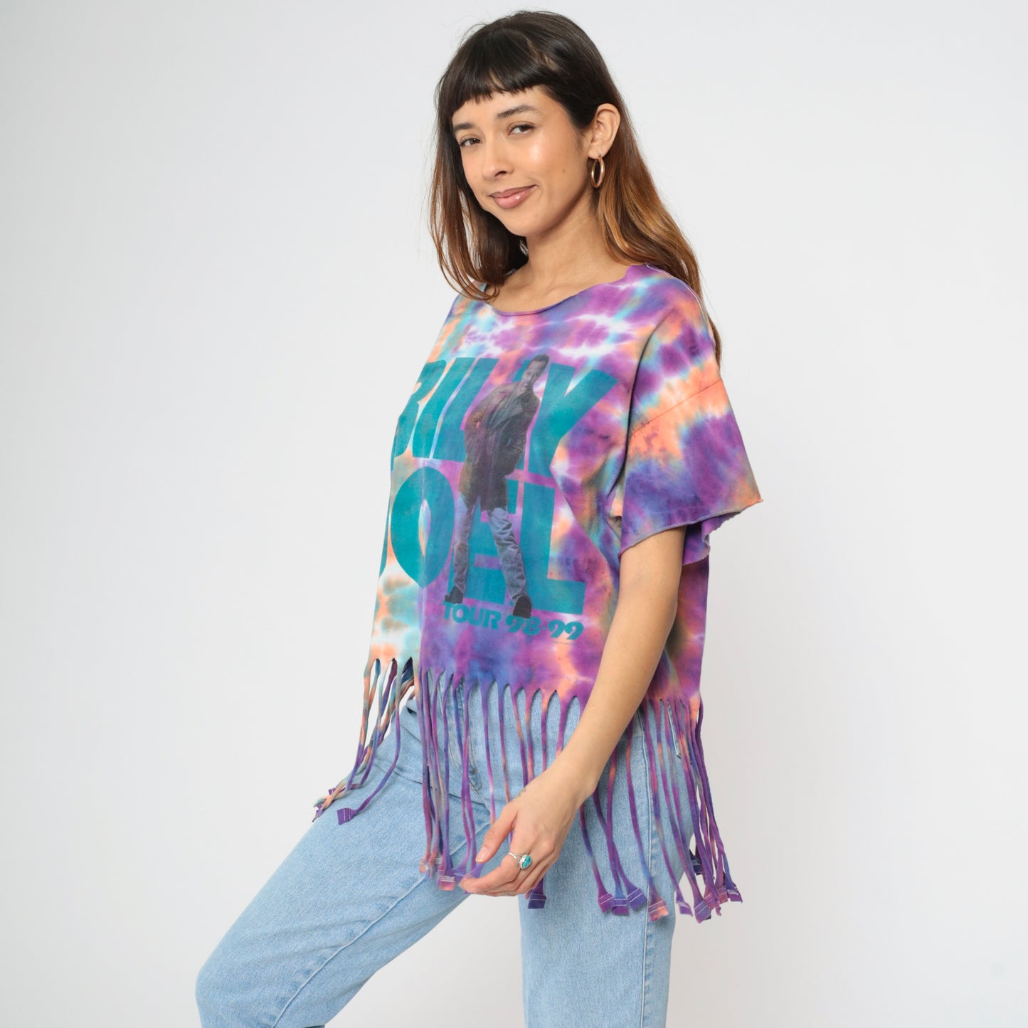 Vintage Billy Joel Tour '99 Tie-Dye Fringe T-Shirt Large