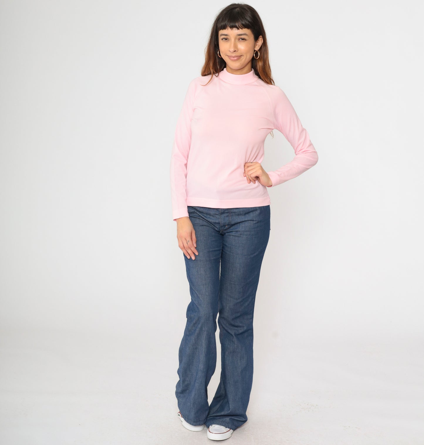 Vintage Mod Pink Mock Neck Top S