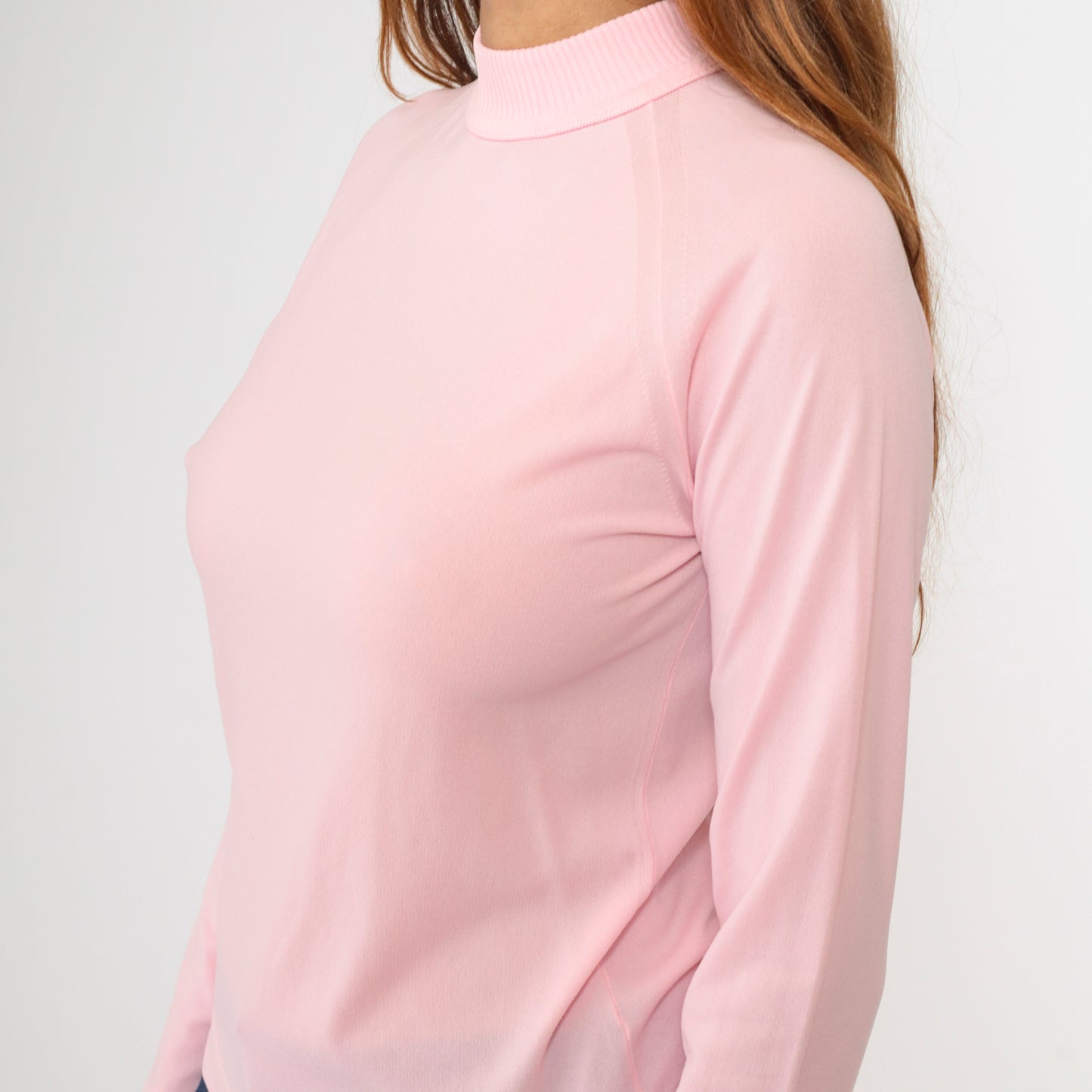 Vintage Mod Pink Mock Neck Top S