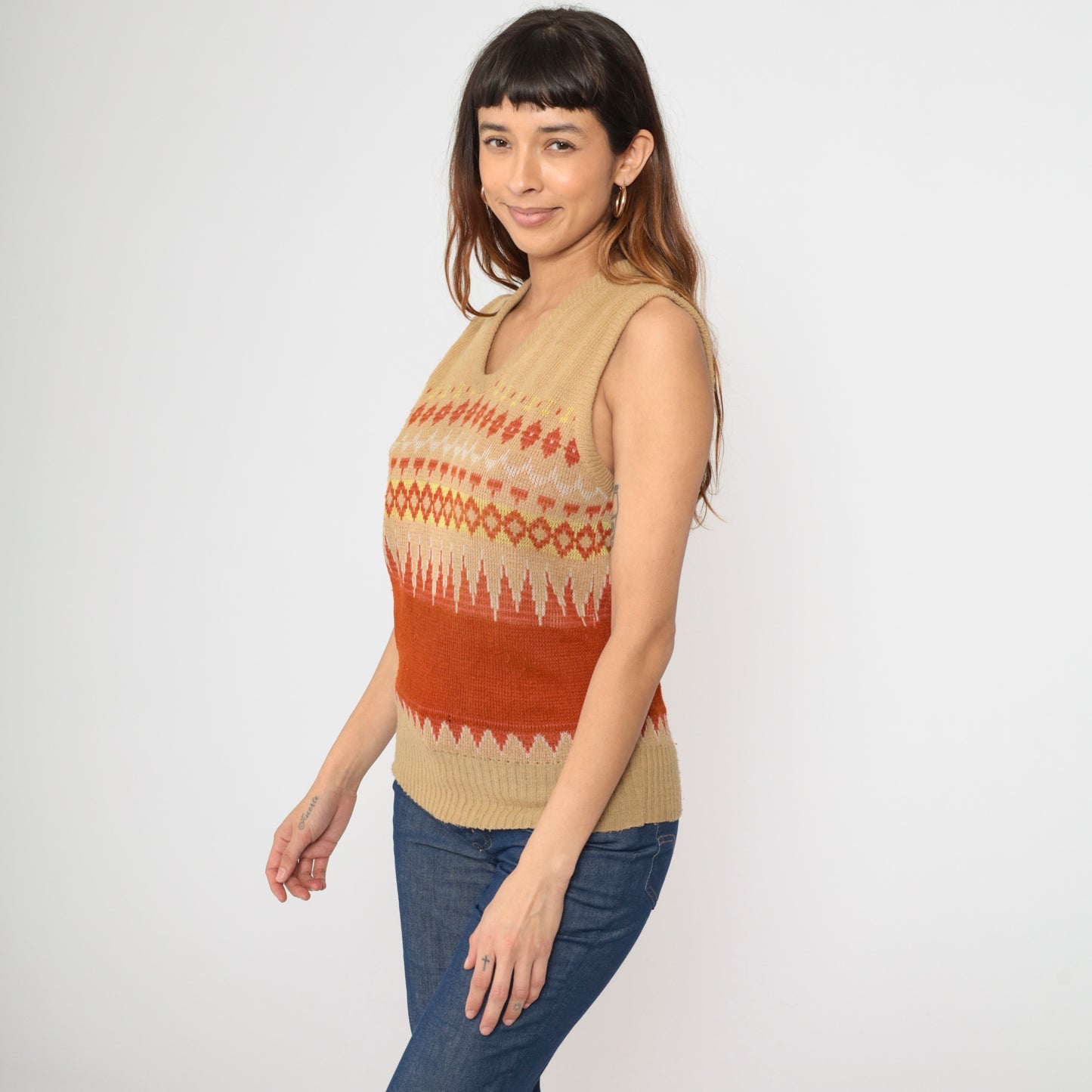 Vintage 70s Nordic Sweater Vest S