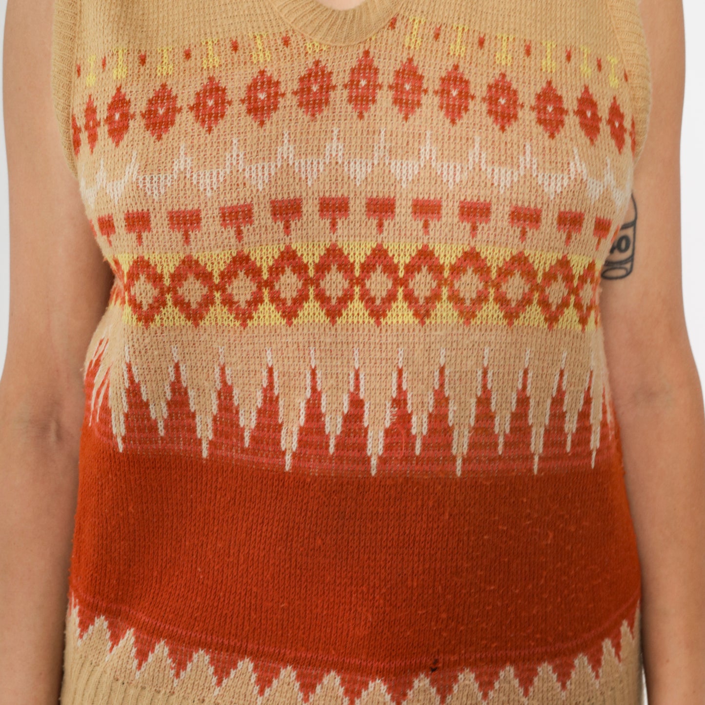 Vintage 70s Nordic Sweater Vest S