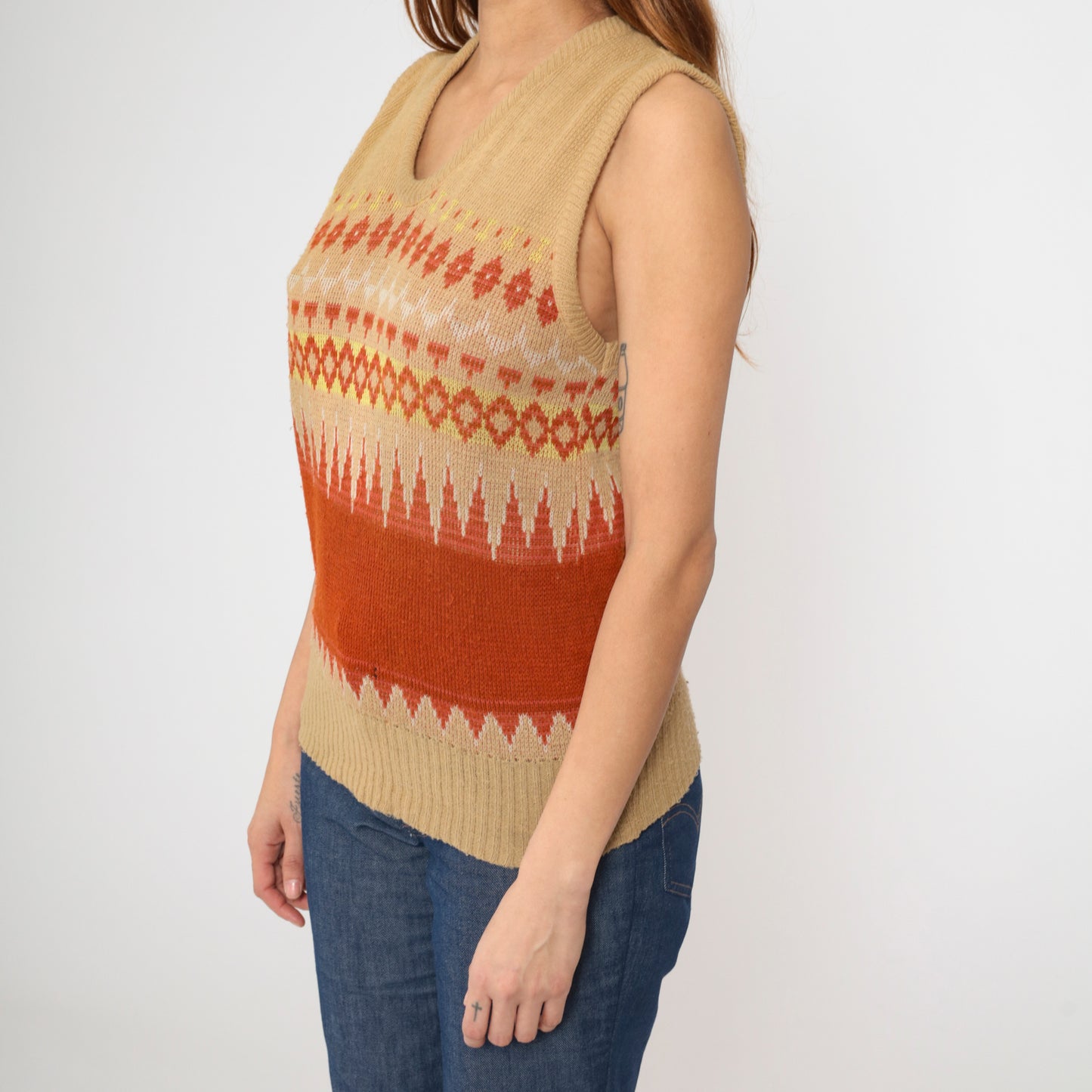 Vintage 70s Nordic Sweater Vest S