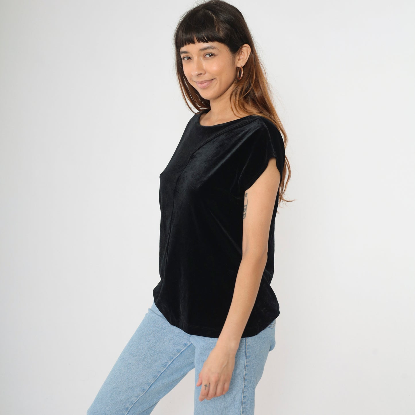 Y2K Black Velvet Cutout Top XS/2