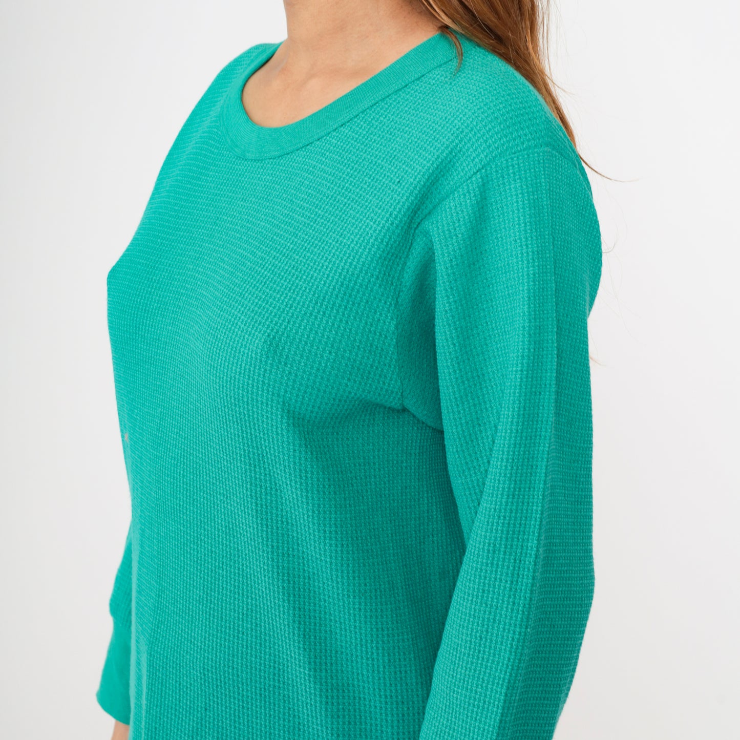 Vintage Teal Thermal Crewneck Shirt M