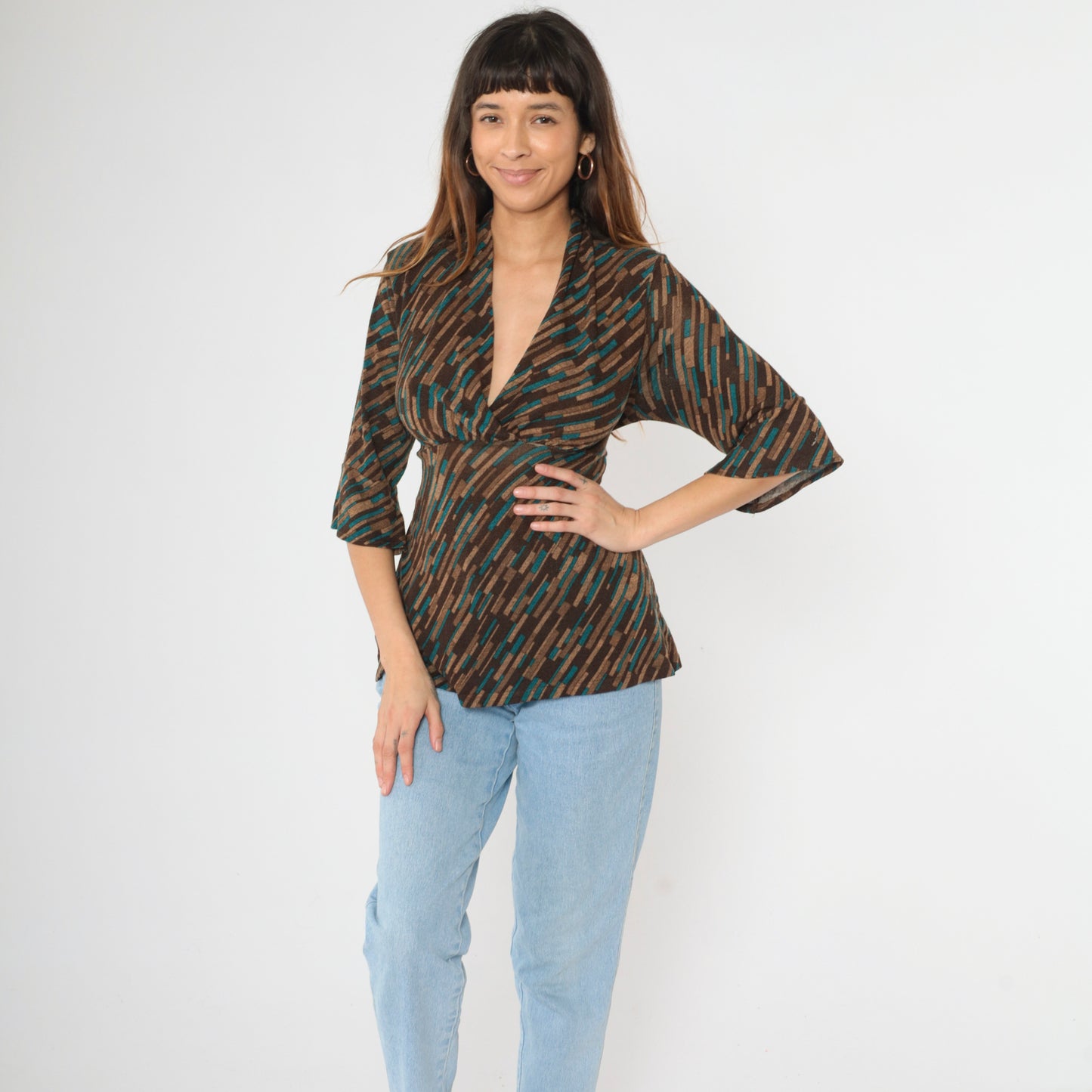 Y2K Empire Waist Broken Stripe Top L/P