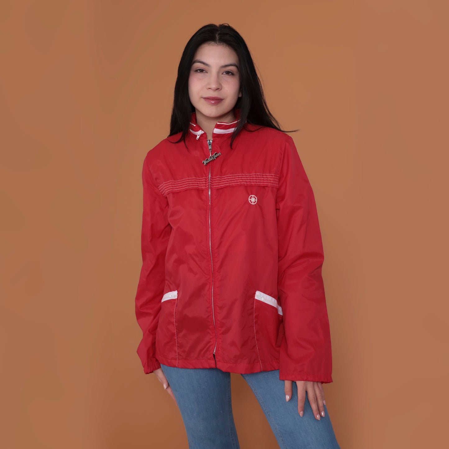 80s Red and White "Weather Tamer" Zip Up Jacket