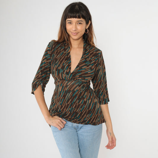 Y2K Empire Waist Broken Stripe Top L/P