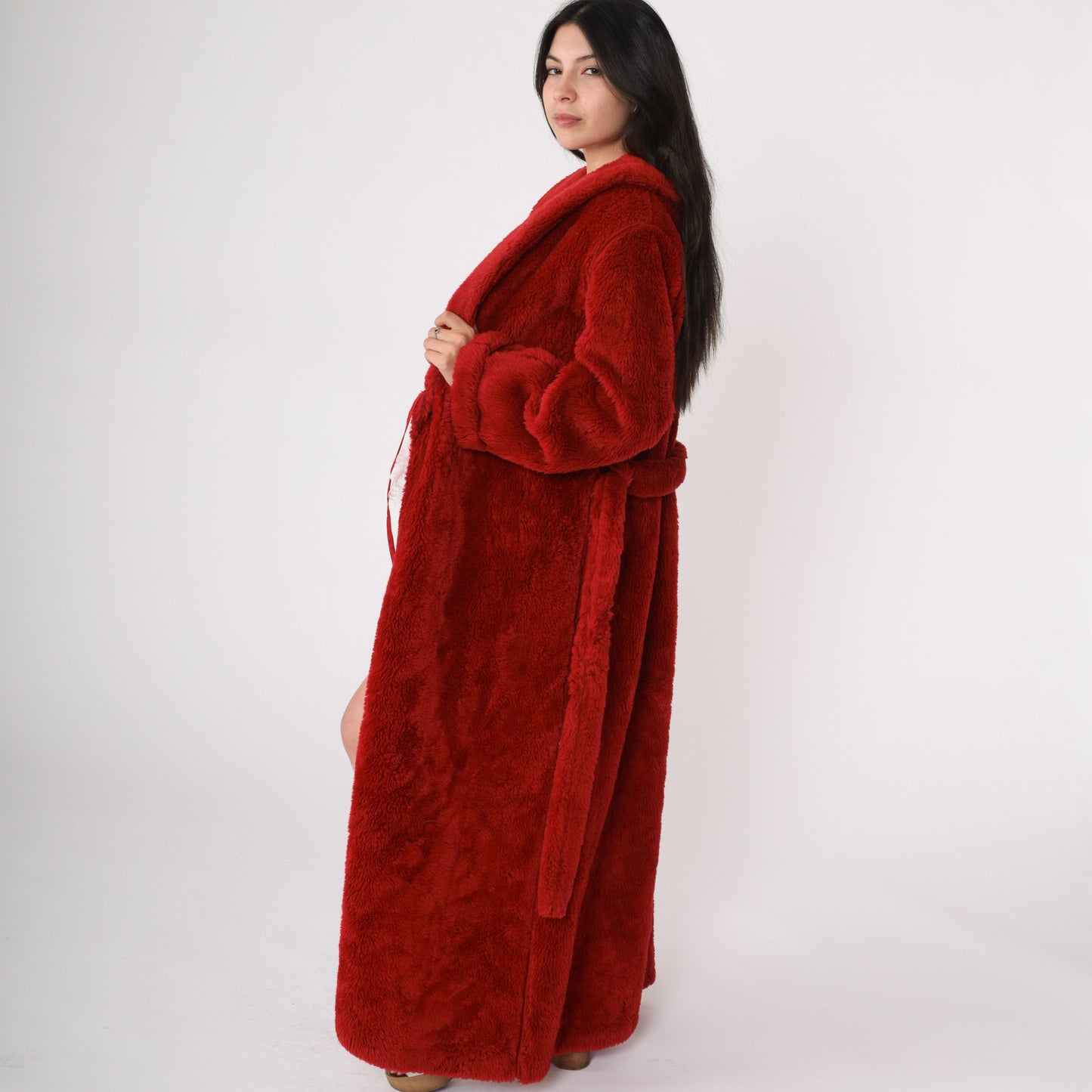 80's Red Fuzzy Lounge Robe