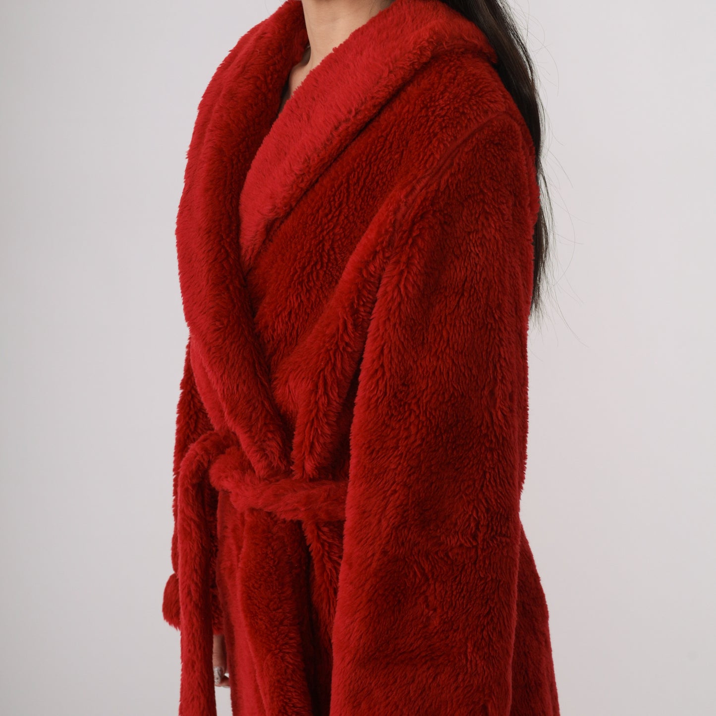 80's Red Fuzzy Lounge Robe