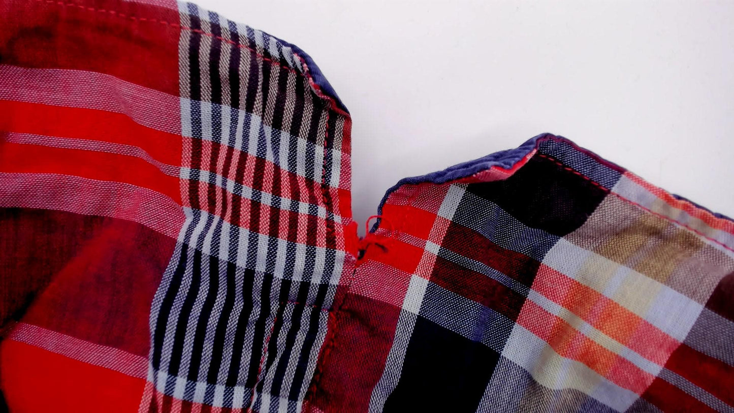 1960s Jantzen Reversible Plaid Shorts Red Navy Cotton Low Rise Medium M