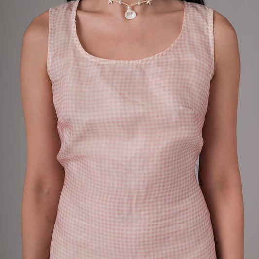 90s Gingham Baby Pink & White Mini Dress