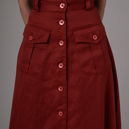90s Rust Button Down Midi Skirt