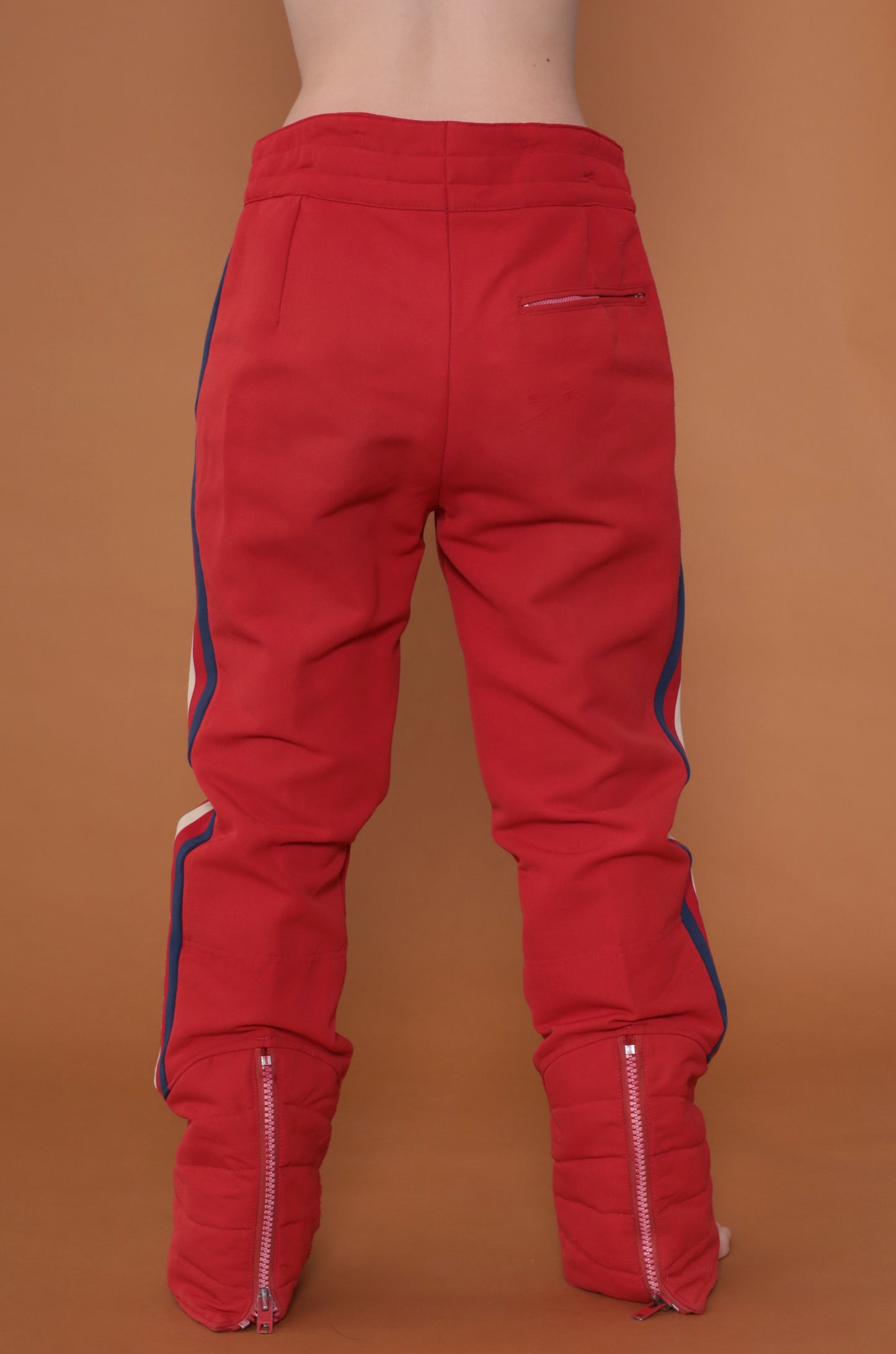 70s Red with White Stripe Ski Pants