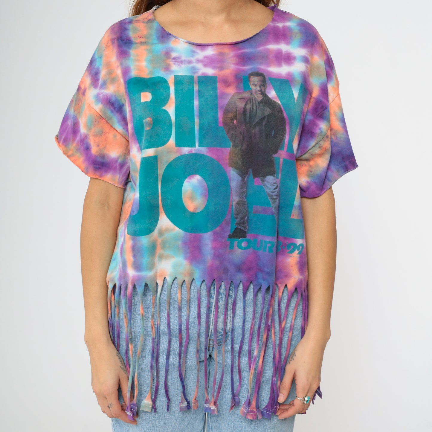 Vintage Billy Joel Tour '99 Tie-Dye Fringe T-Shirt Large