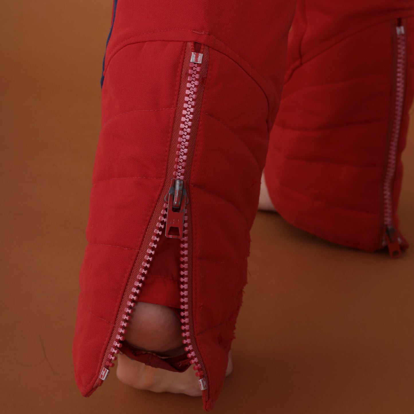 70s Red with White Stripe Ski Pants