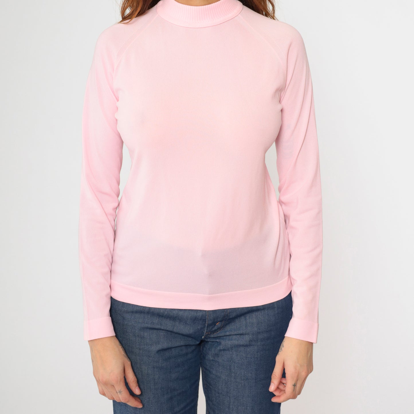 Vintage Mod Pink Mock Neck Top S