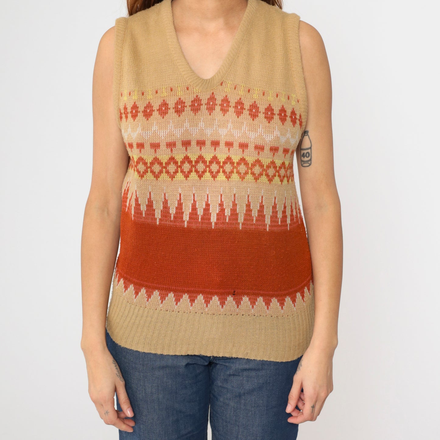 Vintage 70s Nordic Sweater Vest S