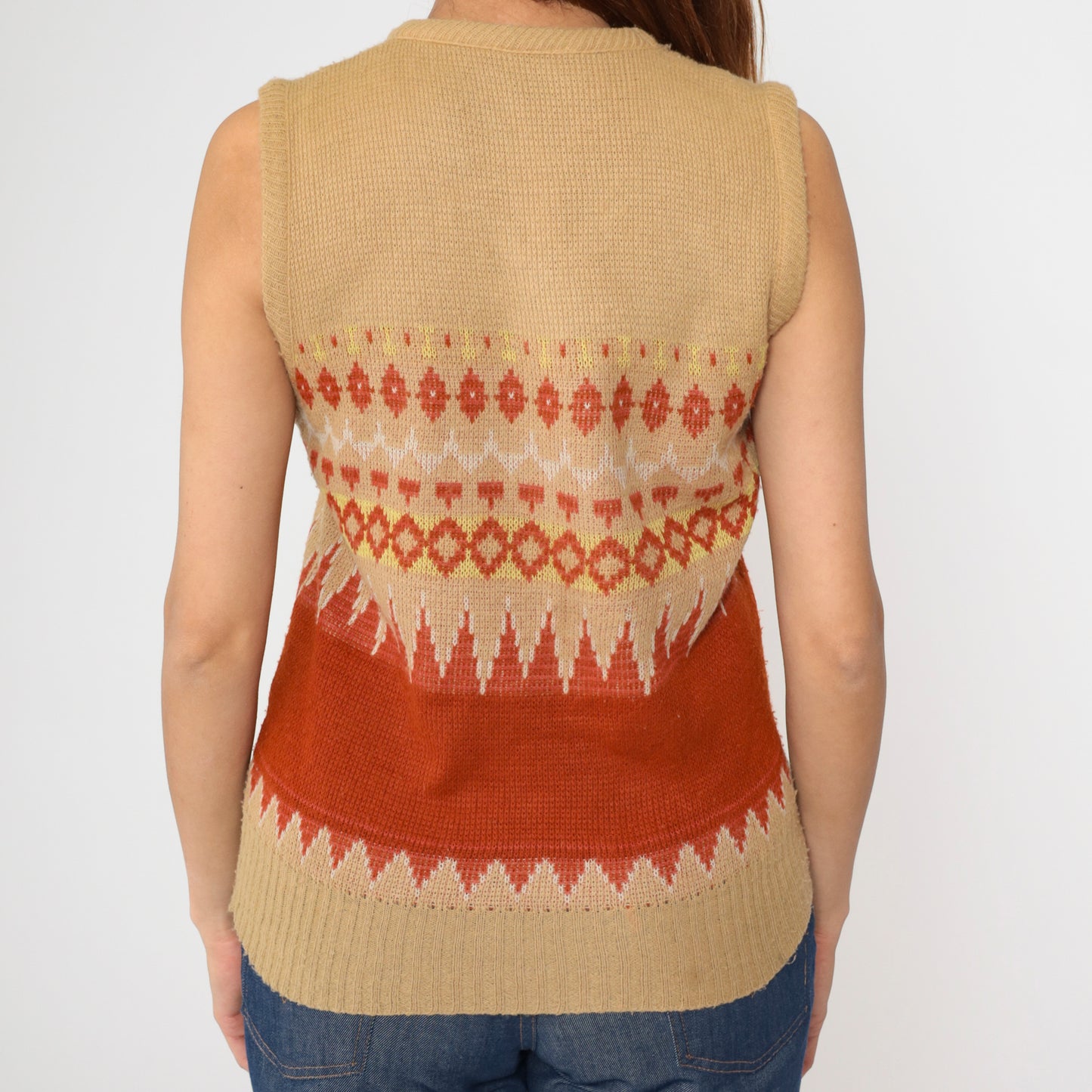 Vintage 70s Nordic Sweater Vest S