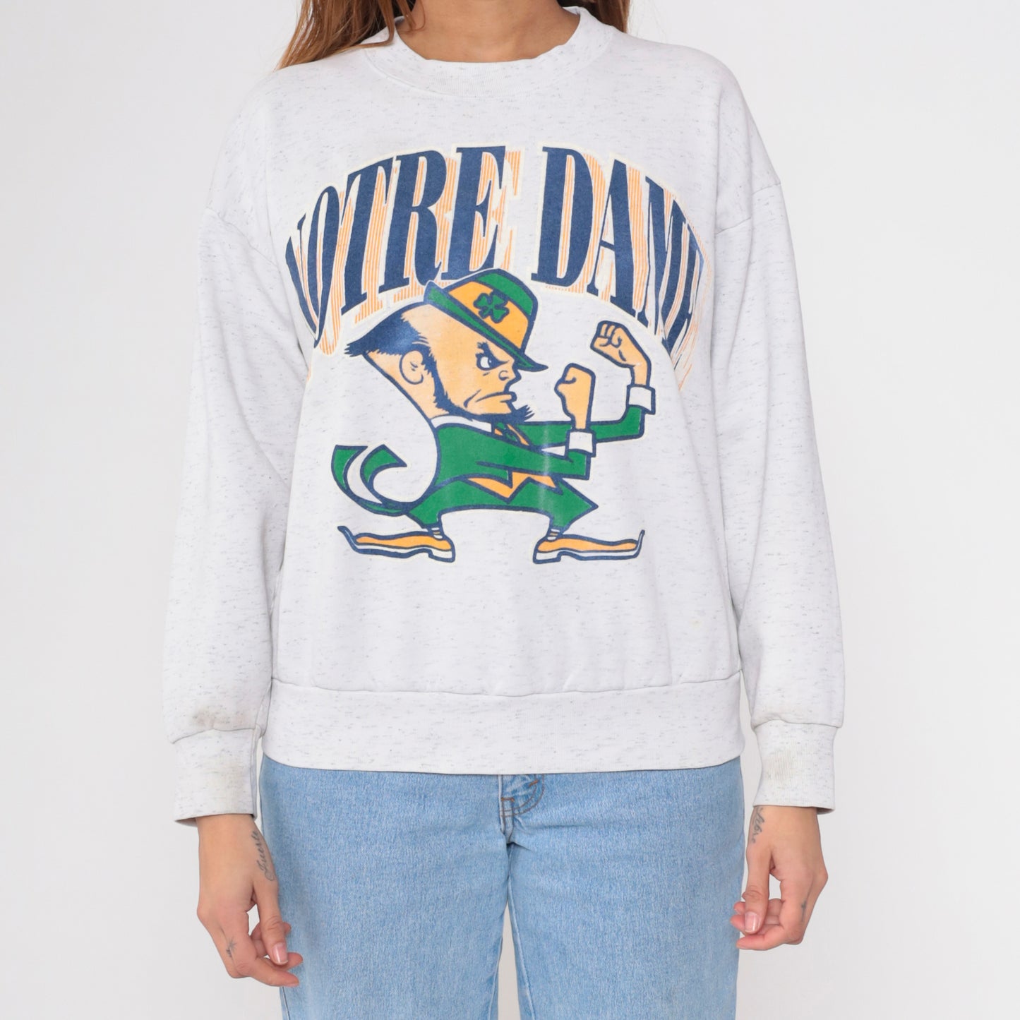 90s Grey Notre Dame Fighting Irish Sweatshirt L
