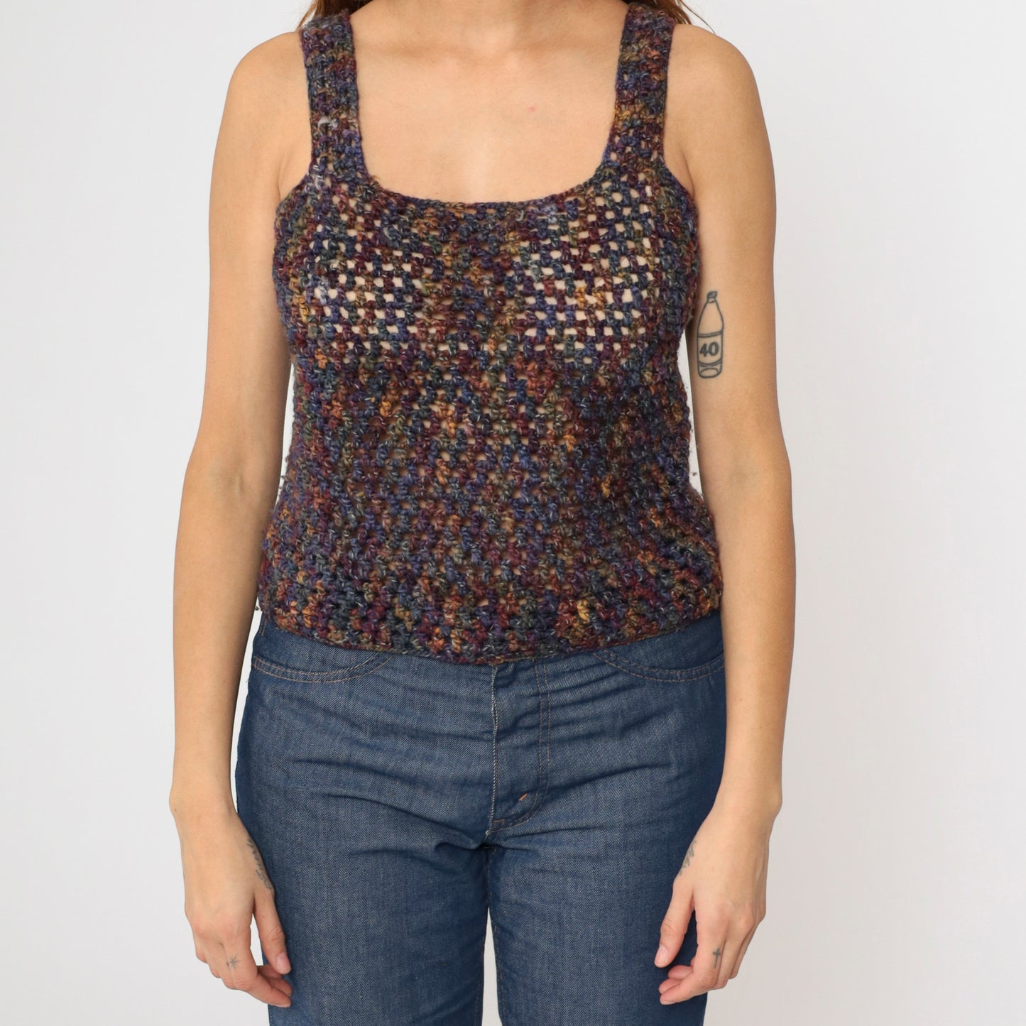 Sheer Crochet Space Dye Tank Top S