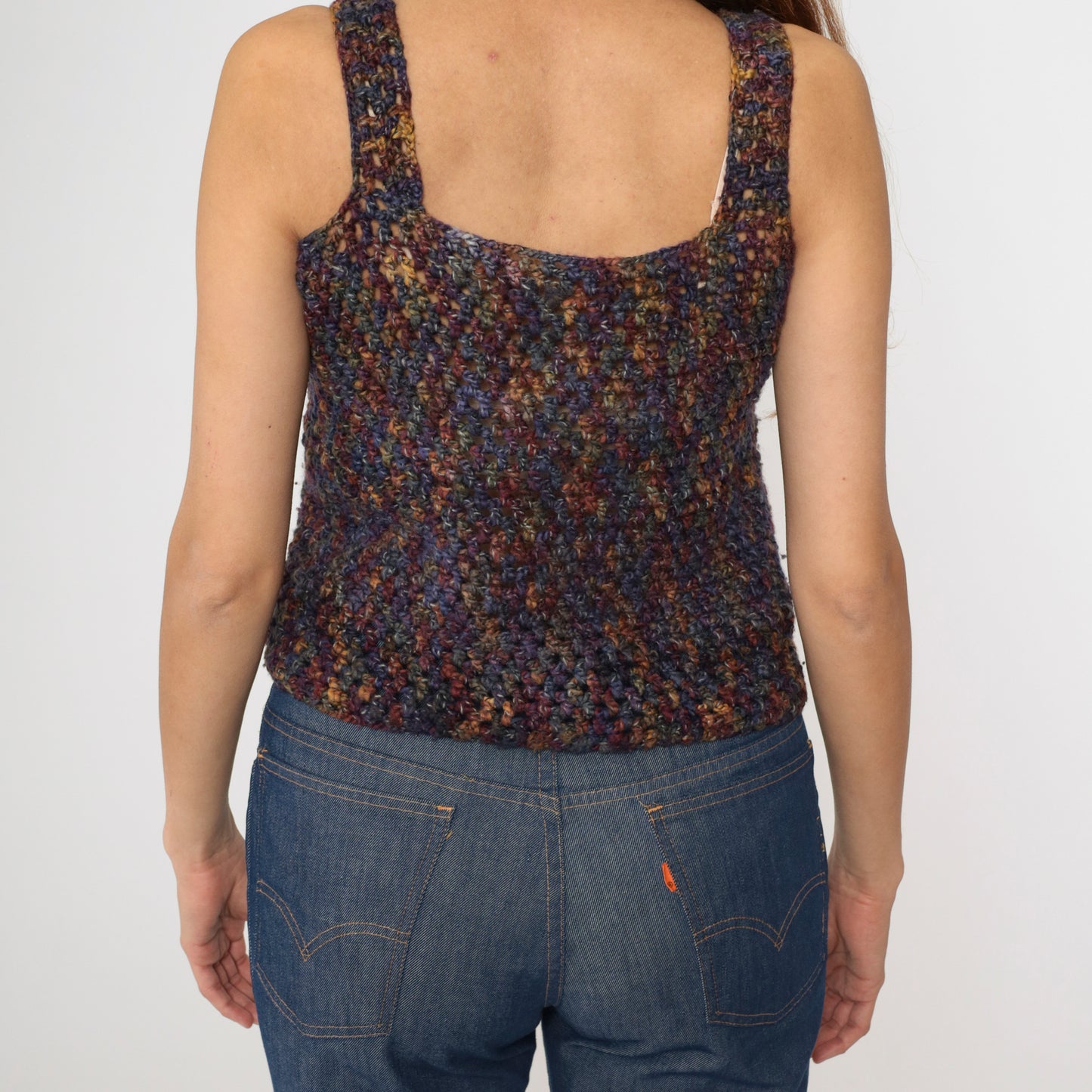 Sheer Crochet Space Dye Tank Top S