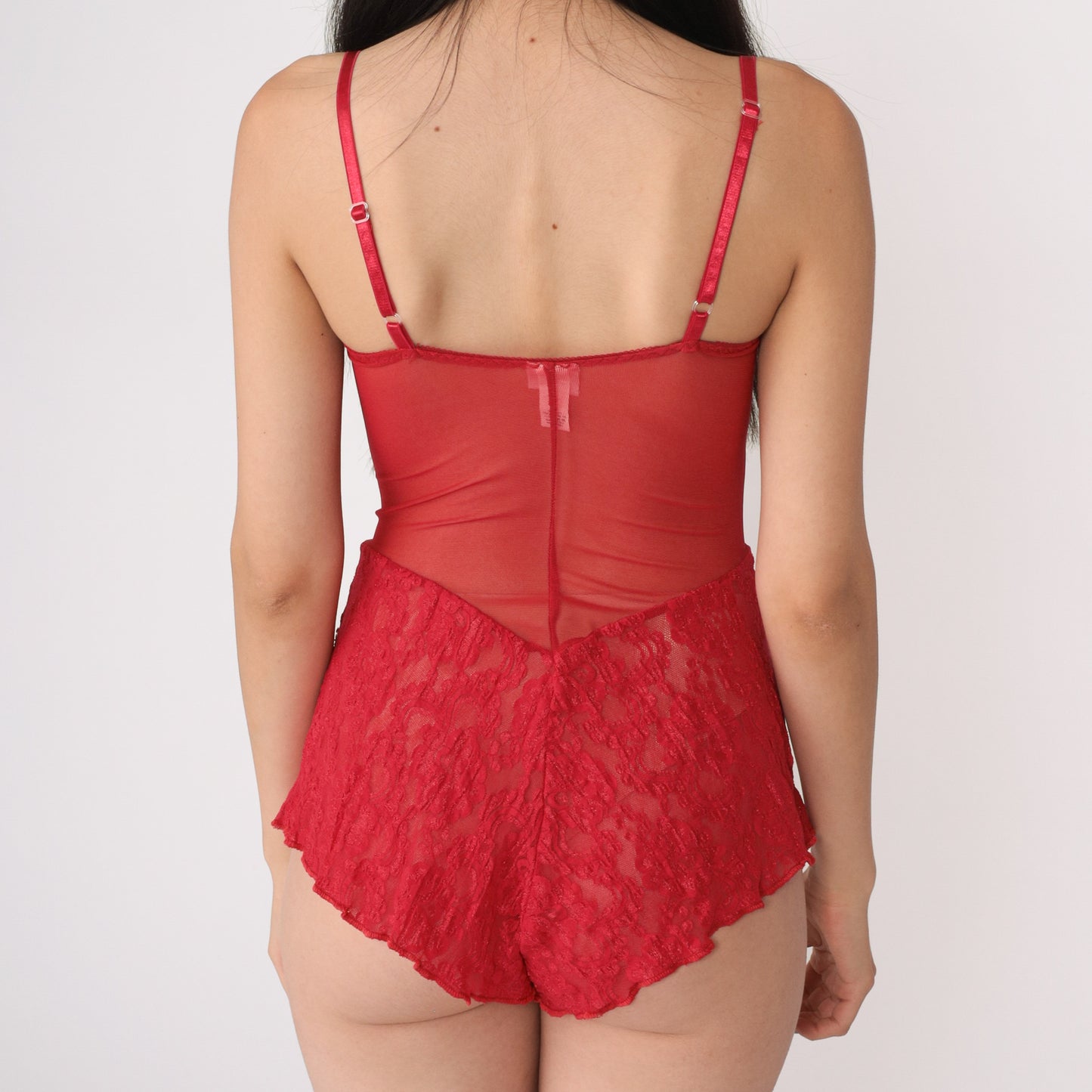 90's Red Lace Romper