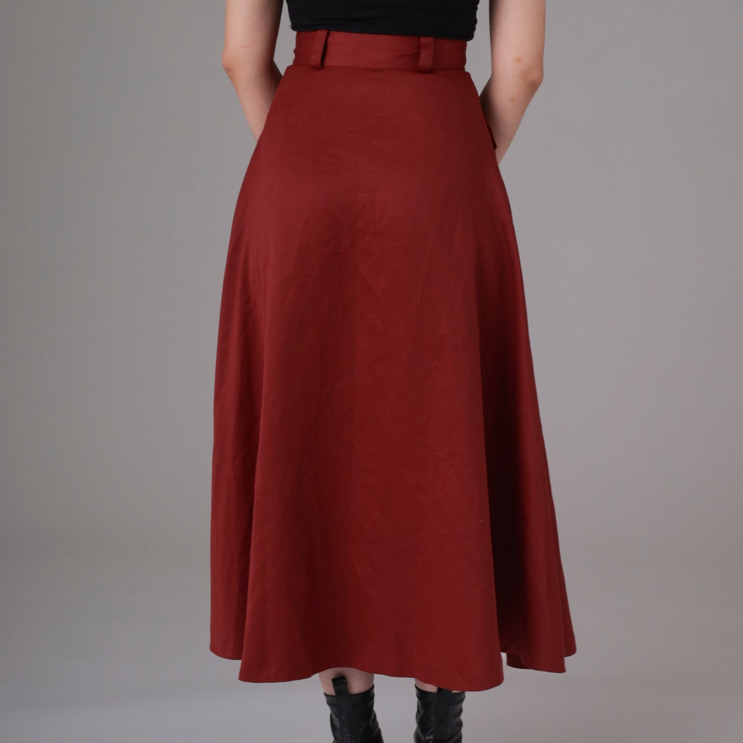 90s Rust Button Down Midi Skirt