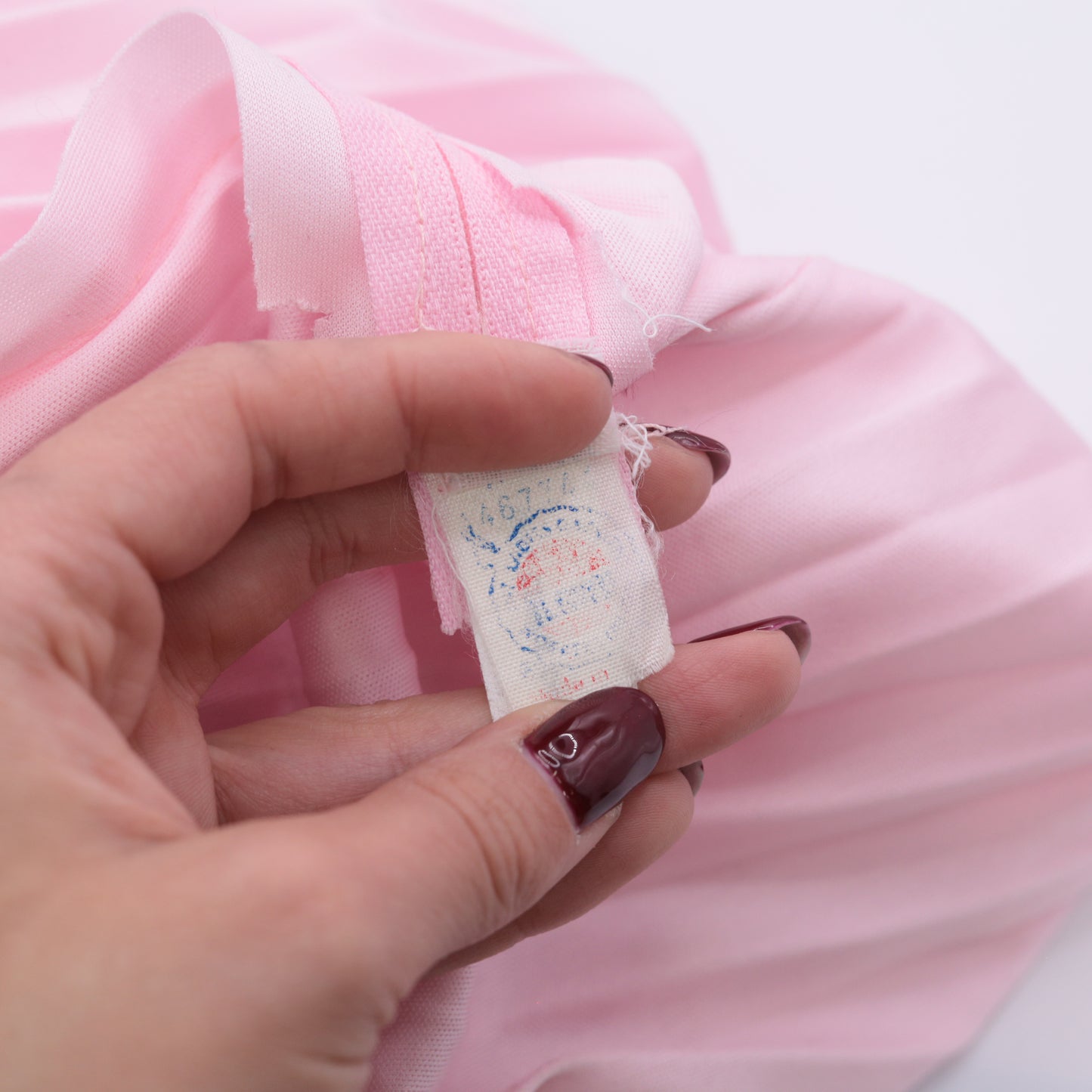 Vintage 70s Pink Velvet Trim Party Dress S