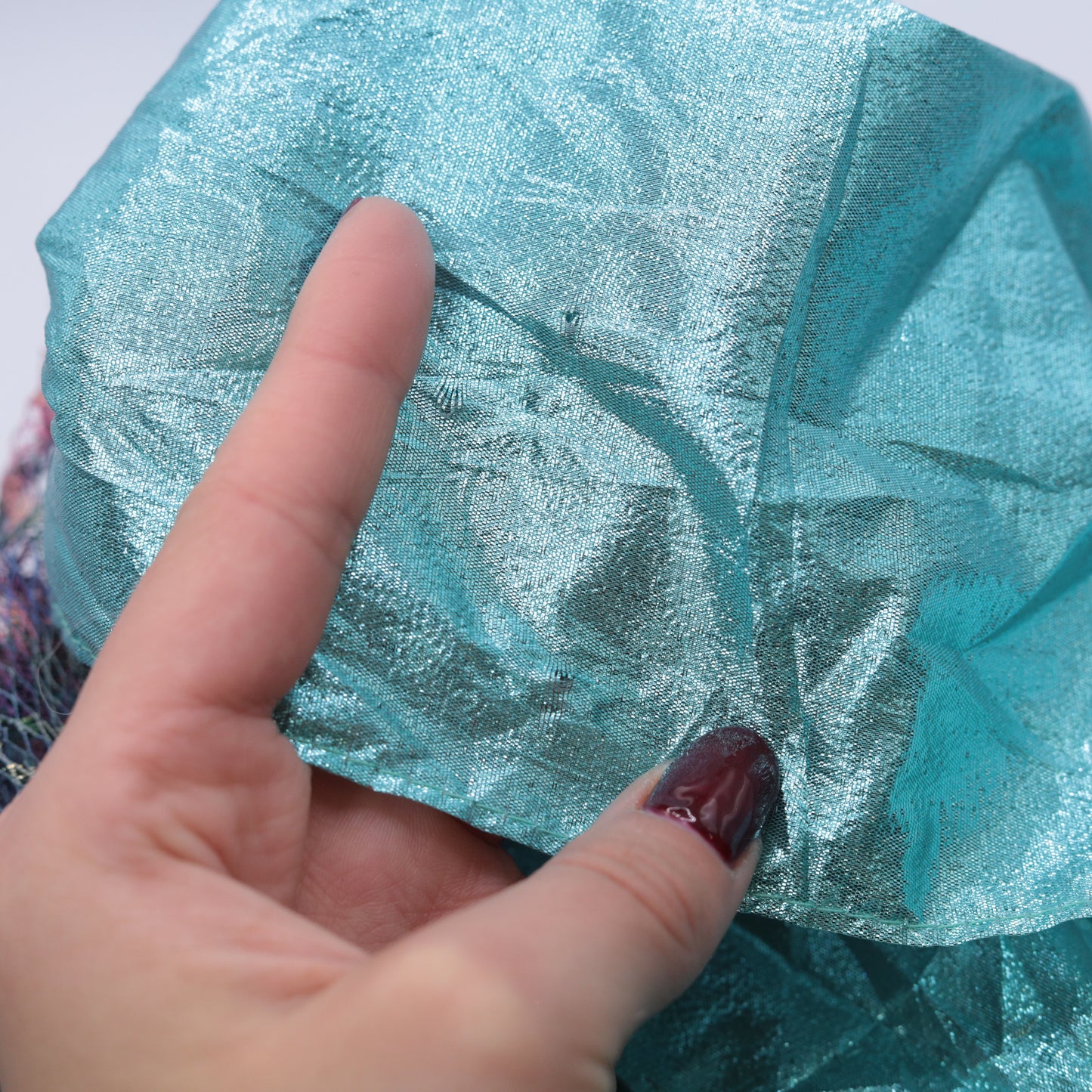 80s Teal Lame Lace Prom Dress S