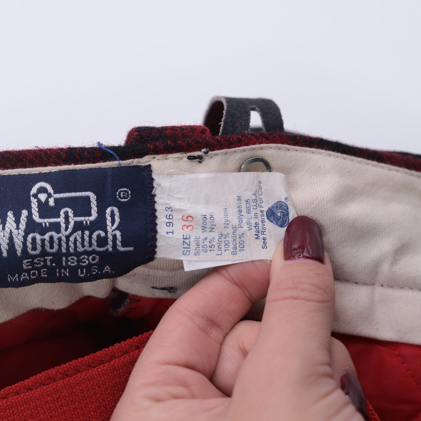 Vintage Woolrich Plaid Hunting Suspender Pants Men's 36