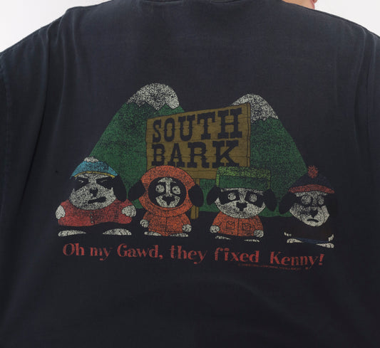 South Bark Big Dogs Parody Tee 2000s Dog South Park Humor Novelty Cotton Navy Blue Funny Animal Cartoon Comedy Vintage Short Sleeve Medium M