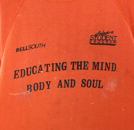 BellSouth Adopt A Student Program 90s Sweatshirt Orange Raglan Sleeve Pullover Vintage Collegiate Athletic Streetwear Unisex Extra Large XL