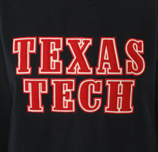 Texas Tech Sweatshirt 2000s Red Raiders Pullover Collegiate University Black Spell Out Embroidered Varsity Football College Vintage Medium M