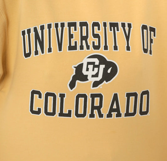 Y2K Gold Champion Sweatshirt University Of Colorado Buffaloes CU Pullover Collegiate Varsity Yellow Mustard Sporty Campus Athletic Medium M