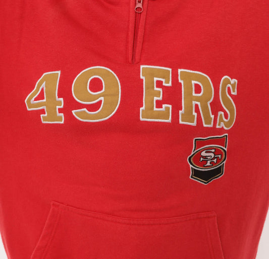 Y2K San Francisco 49ers Hoodie Red Gold Half Zip NFL Football Sweatshirt Pullover Streetwear Sporty Cotton Embroidered Logo Vintage Small S