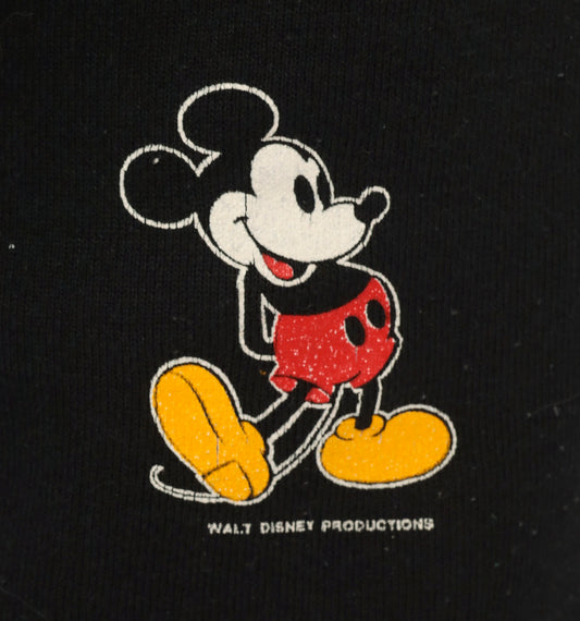 Mickey Mouse Sweatpants 90s Black Joggers Disney Drawstring Elastic Waist Vintage Cartoon Graphic Lounge Track Pants Tapered Leg Medium M