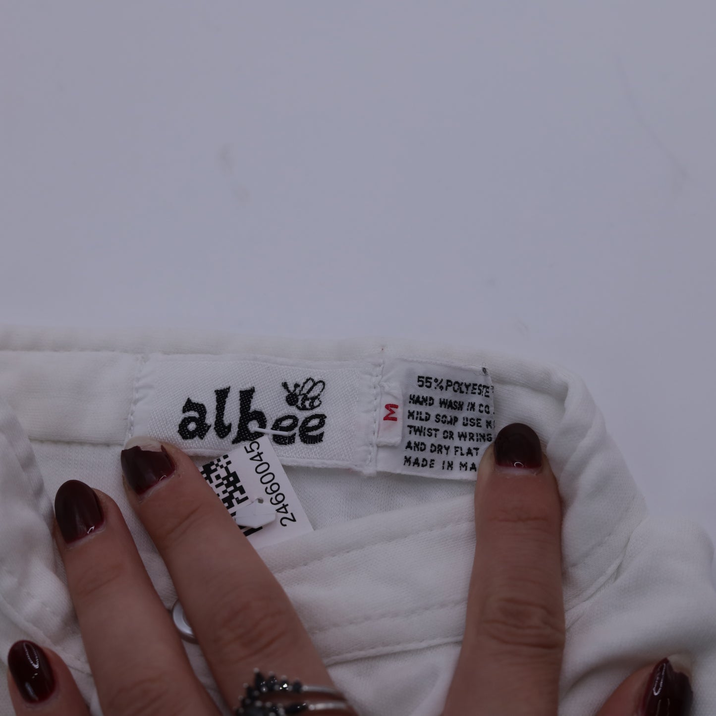 Vintage White Cuffed Henley Shirt S