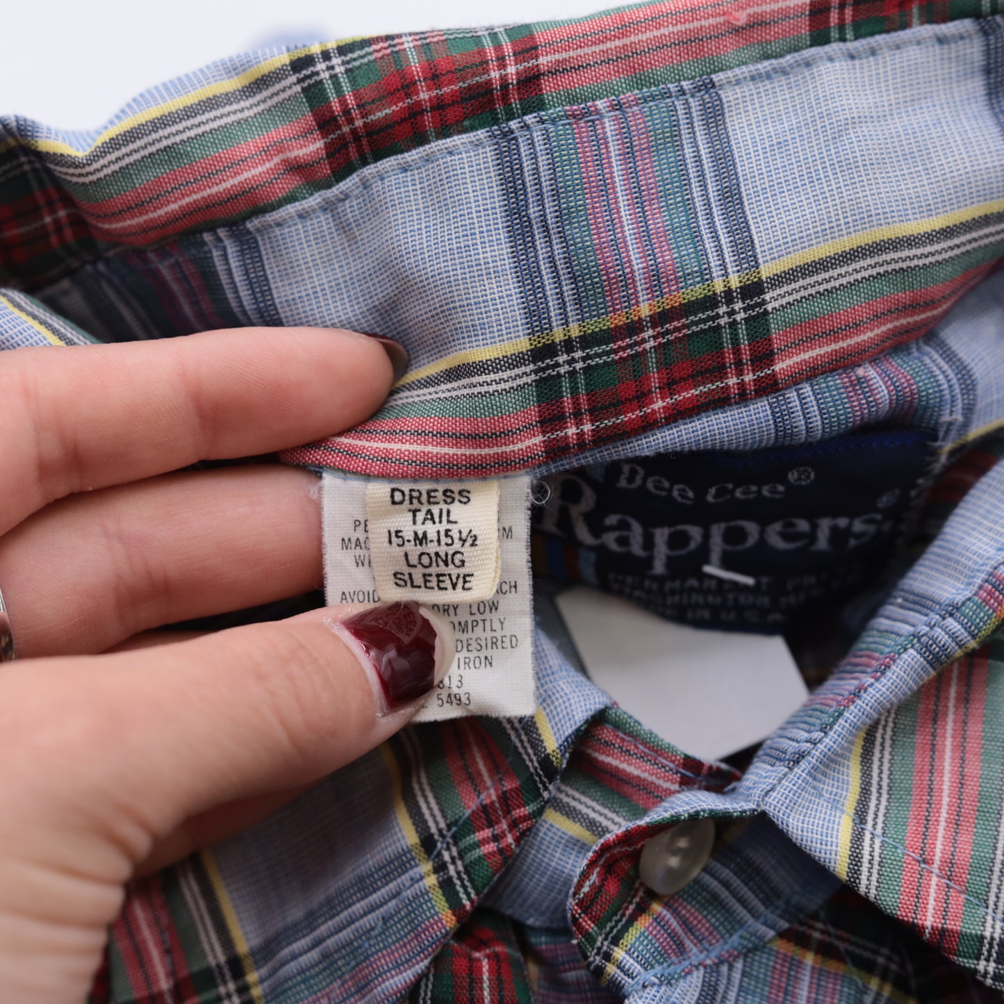 70s Light Blue Plaid Shirt Men's Medium 15-15 1/2